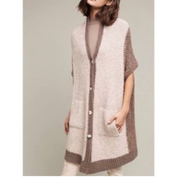 Anthropologie Sleeping on Snow, Wool Blend, Two-Tone Slouchy Sweater Vest - Picture 7 of 15